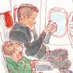 Im Flugzeug, Zeichnung
